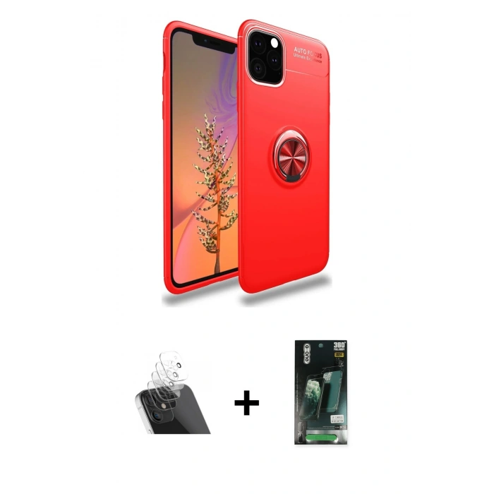 MARSİLYAN™- iPhone 11 Pro Max Kılıf Yankı Form Prime - Siyah 360 Mat Full Body Arka Koruyucu + Kamera Lens Koruma Cam - SF