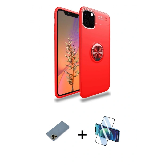 MARSİLYAN™- iPhone 11 Pro Max Kılıf Yankı Form Prime - Siyah 3D Antistatik Cam Ekran Koruyucu + Shine Kamera Lens Koruma Cam - GD