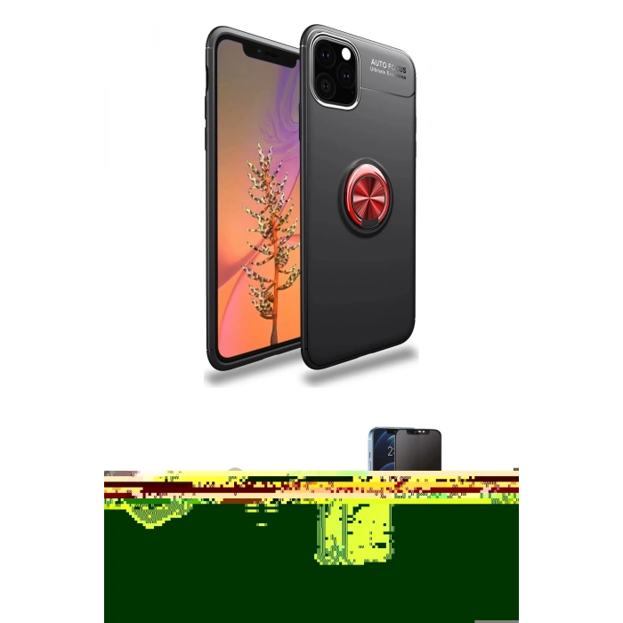 MARSİLYAN™- iPhone 11 Pro Max Kılıf Yankı Form Prime - Siyah 3D Antistatik Hayalet Cam Ekran Koruyucu + Renkli Kamera Lens Koruma Cam - SI
