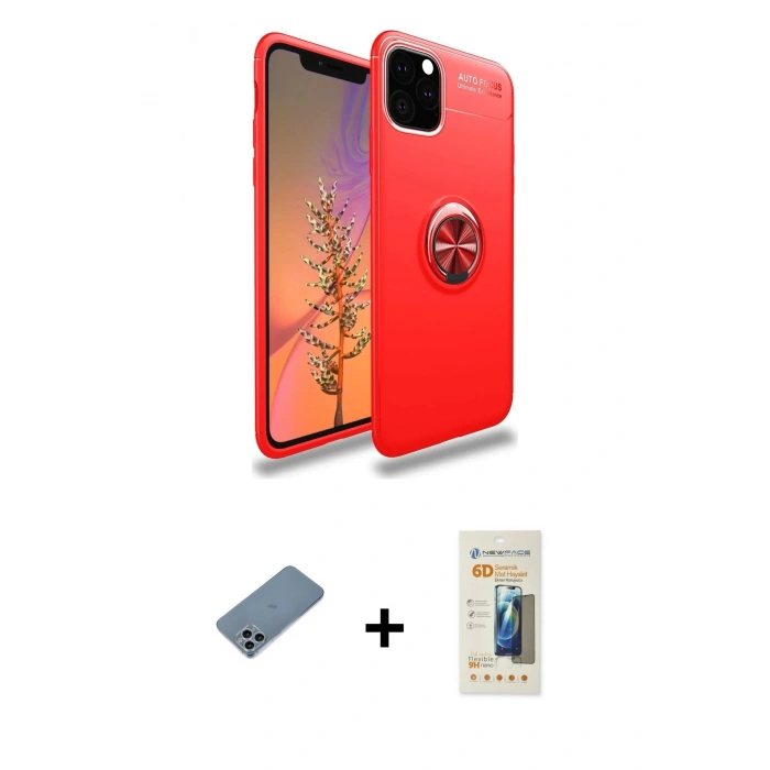 MARSİLYAN™- iPhone 11 Pro Max Kılıf Yankı Form Prime - Siyah 6D Mat Seramik Hayalet Nano Ekran Koruyucu + Shine Kamera Lens Koruma Cam - SABE