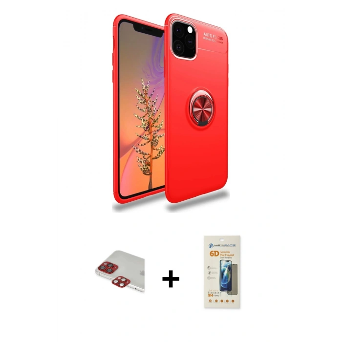 MARSİLYAN™- iPhone 11 Pro Max Kılıf Yankı Form Prime - Siyah 6D Mat Seramik Hayalet Nano Ekran Koruyucu + Pers Alüminyum Kamera Lens - KI