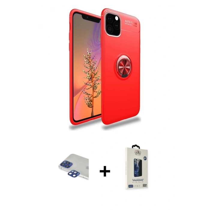 MARSİLYAN™- iPhone 11 Pro Max Kılıf Yankı Form Prime - Siyah Bilvis Hayalet Cam Ekran Koruyucu + Pers Alüminyum Kamera Lens - LT