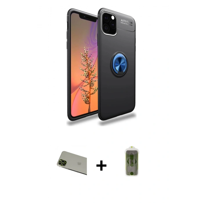 MARSİLYAN™- iPhone 11 Pro Max Kılıf Yankı Form Prime - Siyah Joko Magic 5D Hayalet Cam + Rainbow Kamera Lens Koruma Cam - YL