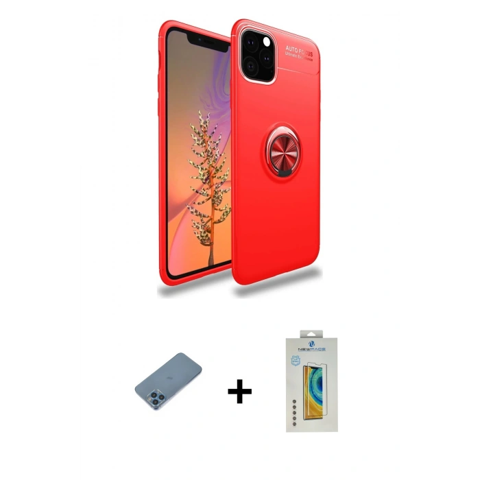 MARSİLYAN™- iPhone 11 Pro Max Kılıf Yankı Form Prime - Siyah Polymer Nano Ekran Koruyucu + Shine Kamera Lens Koruma Cam - MI