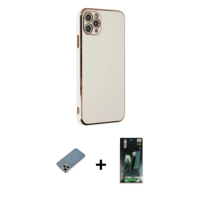 MARSİLYAN™- iPhone 11 Pro Max Kılıf Yankı Serisi - Şeffaf 360 Full Body Arka Koruyucu + Metal Kamera Lens Koruma Cam - AKYL