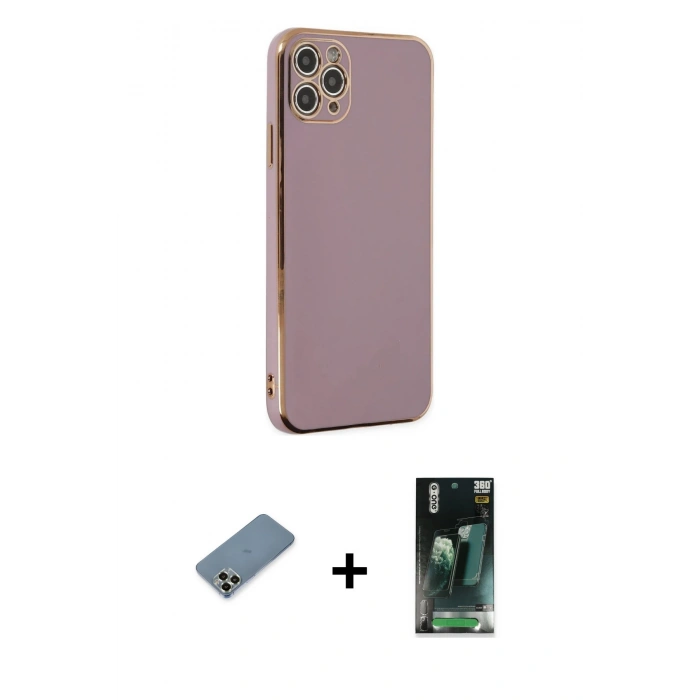 MARSİLYAN™- iPhone 11 Pro Max Kılıf Yankı Serisi - Şeffaf 360 Full Body Arka Koruyucu + Metal Kamera Lens Koruma Cam - AKYL