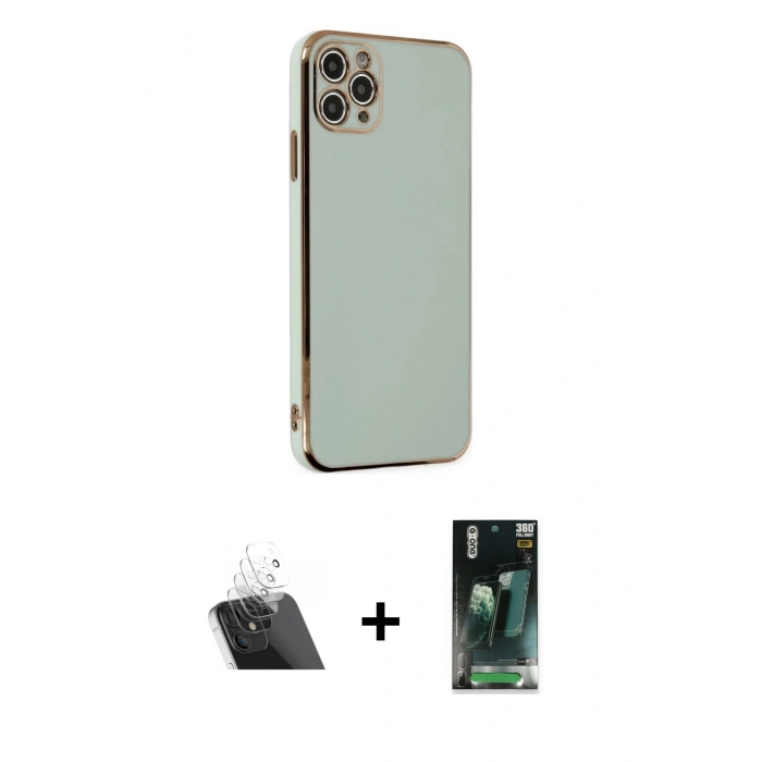 MARSİLYAN™- iPhone 11 Pro Max Kılıf Yankı Serisi - Şeffaf 360 Full Body Arka Koruyucu + Kamera Lens Koruma Cam - SF