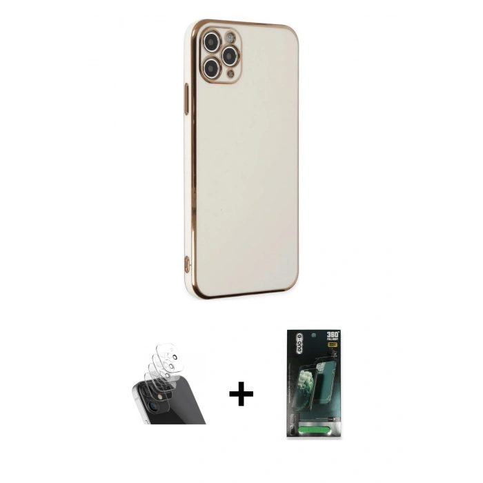 MARSİLYAN™- iPhone 11 Pro Max Kılıf Yankı Serisi - Şeffaf 360 Full Body Arka Koruyucu + Kamera Lens Koruma Cam - SF