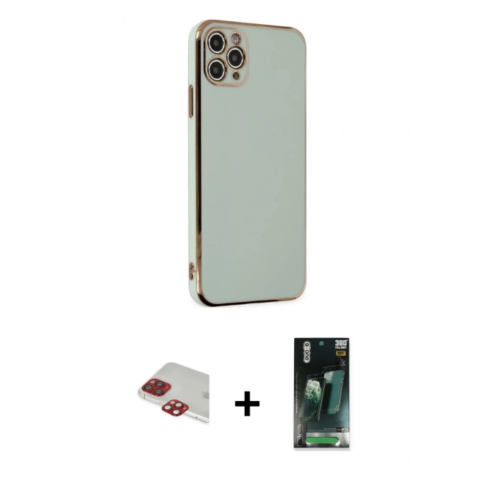 MARSİLYAN™- iPhone 11 Pro Max Kılıf Yankı Serisi - Şeffaf 360 Full Body Arka Koruyucu + Pers Alüminyum Kamera Lens - KI
