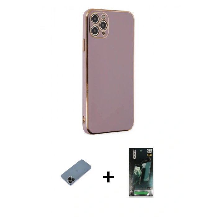 MARSİLYAN™- iPhone 11 Pro Max Kılıf Yankı Serisi - Şeffaf 360 Full Body Arka Koruyucu + Shine Kamera Lens Koruma Cam - SH
