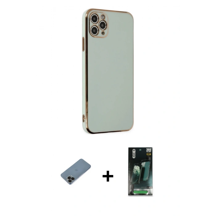 MARSİLYAN™- iPhone 11 Pro Max Kılıf Yankı Serisi - Şeffaf 360 Full Body Arka Koruyucu + Shine Kamera Lens Koruma Cam - SH