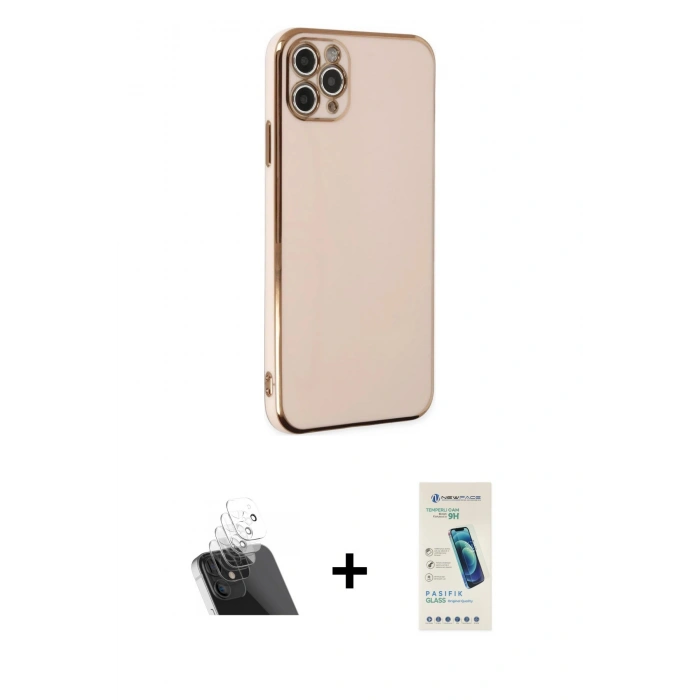 MARSİLYAN™- iPhone 11 Pro Max Kılıf Yankı Serisi - Şeffaf Pasifik Cam Ekran Koruyucu + Kamera Lens Koruma Cam - SF