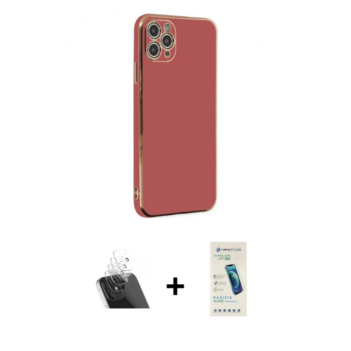 MARSİLYAN™- iPhone 11 Pro Max Kılıf Yankı Serisi - Şeffaf Pasifik Cam Ekran Koruyucu + Kamera Lens Koruma Cam - SF