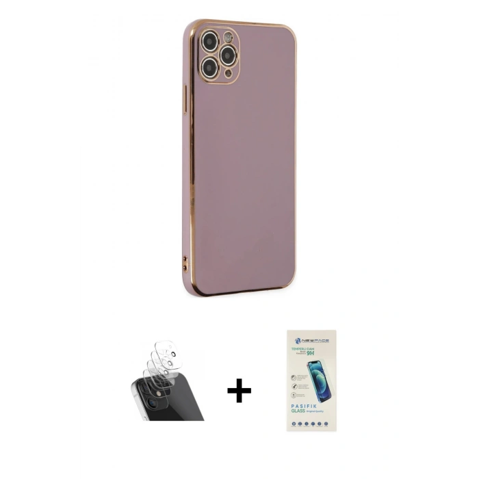 MARSİLYAN™- iPhone 11 Pro Max Kılıf Yankı Serisi - Şeffaf Pasifik Cam Ekran Koruyucu + Kamera Lens Koruma Cam - SF