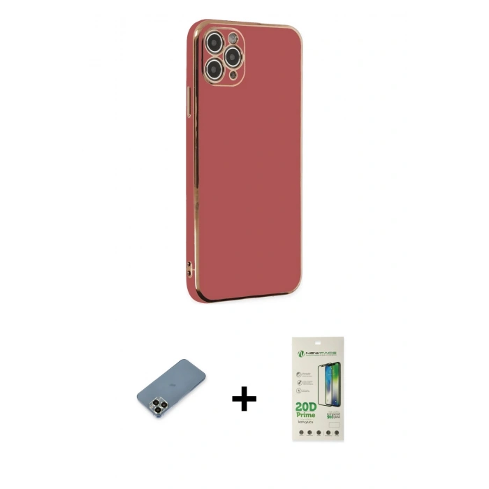 MARSİLYAN™- iPhone 11 Pro Max Kılıf Yankı Serisi - Siyah 20D Premium Cam Ekran Koruyucu + Metal Kamera Lens Koruma Cam - AKYL