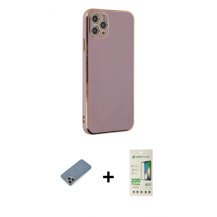 MARSİLYAN™- iPhone 11 Pro Max Kılıf Yankı Serisi - Siyah 20D Premium Cam Ekran Koruyucu + Metal Kamera Lens Koruma Cam - AKYL