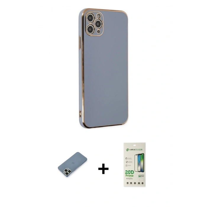 MARSİLYAN™- iPhone 11 Pro Max Kılıf Yankı Serisi - Siyah 20D Premium Cam Ekran Koruyucu + Metal Kamera Lens Koruma Cam - AKYL