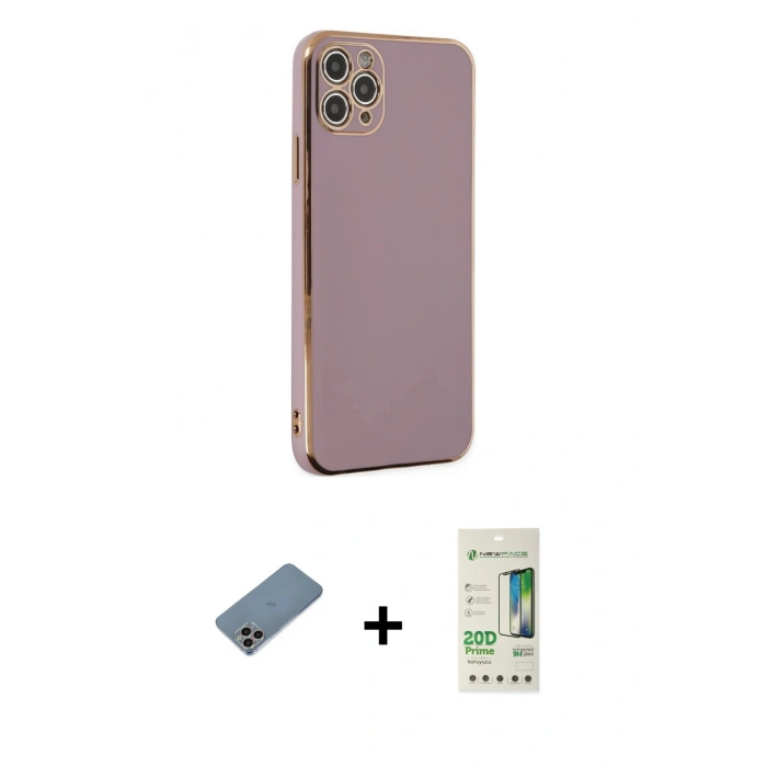 MARSİLYAN™- iPhone 11 Pro Max Kılıf Yankı Serisi - Siyah 20D Premium Cam Ekran Koruyucu + Shine Kamera Lens Koruma Cam - GI