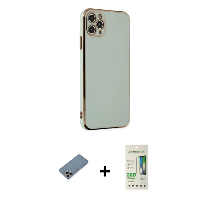 MARSİLYAN™- iPhone 11 Pro Max Kılıf Yankı Serisi - Siyah 20D Premium Cam Ekran Koruyucu + Shine Kamera Lens Koruma Cam - GI