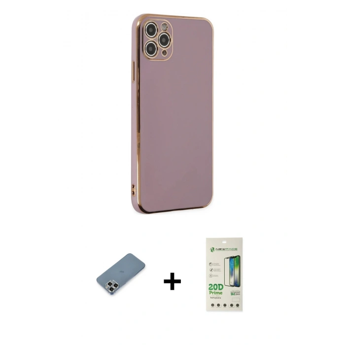 MARSİLYAN™- iPhone 11 Pro Max Kılıf Yankı Serisi - Siyah 20D Premium Cam Ekran Koruyucu + Metal Kamera Lens Koruma Cam - GS