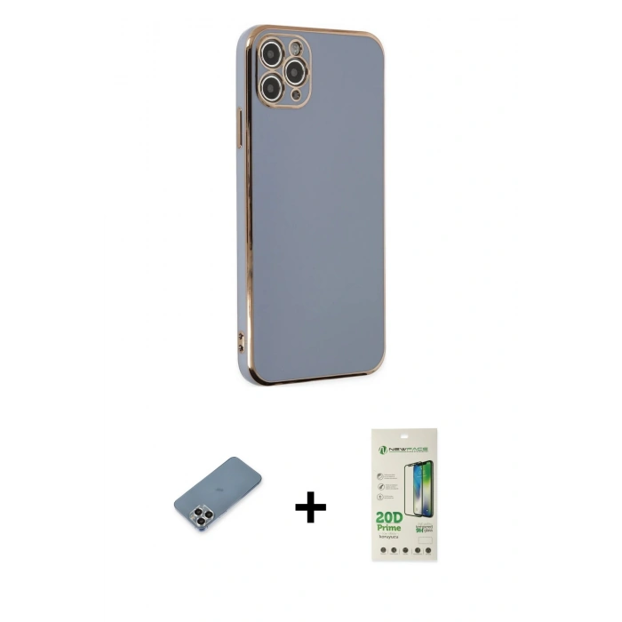 MARSİLYAN™- iPhone 11 Pro Max Kılıf Yankı Serisi - Siyah 20D Premium Cam Ekran Koruyucu + Metal Kamera Lens Koruma Cam - GS