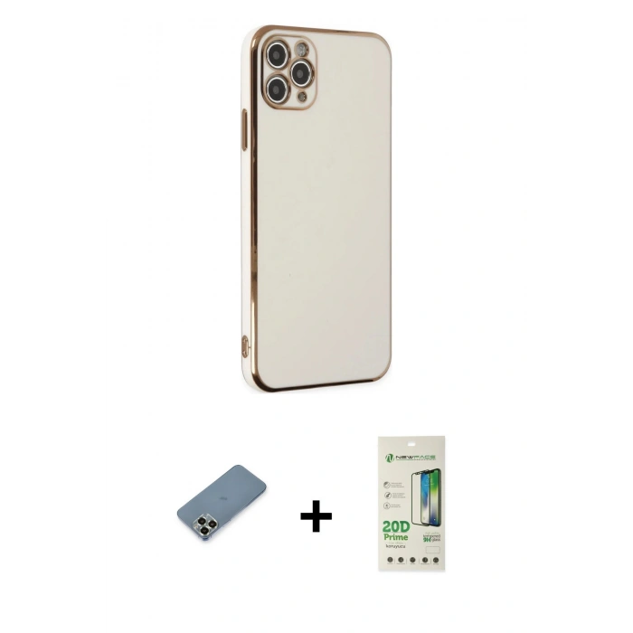 MARSİLYAN™- iPhone 11 Pro Max Kılıf Yankı Serisi - Siyah 20D Premium Cam Ekran Koruyucu + Metal Kamera Lens Koruma Cam - AKYL