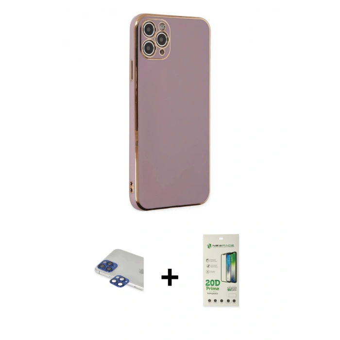 MARSİLYAN™- iPhone 11 Pro Max Kılıf Yankı Serisi - Siyah 20D Premium Cam Ekran Koruyucu + Pers Alüminyum Kamera Lens - LT