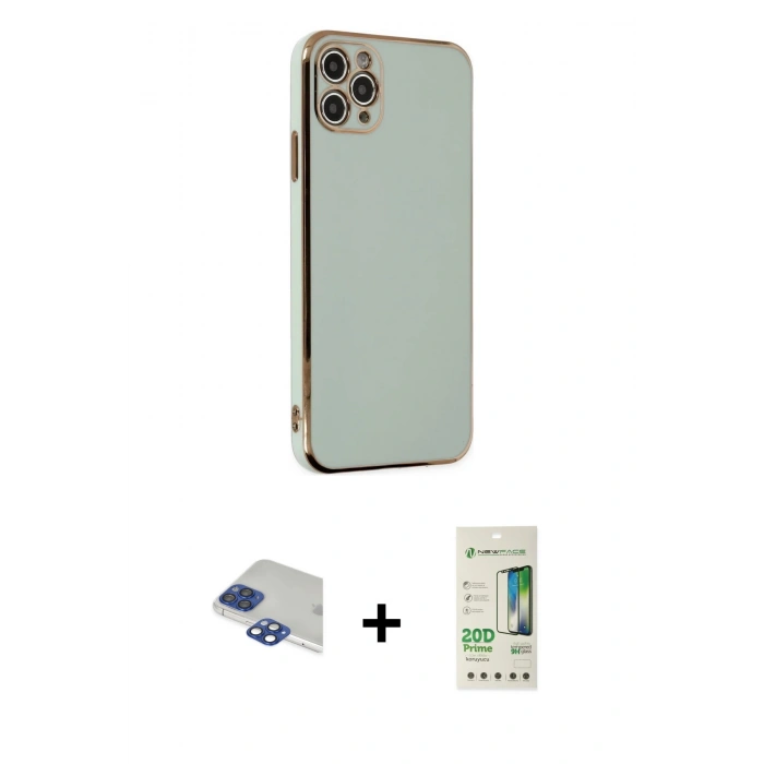 MARSİLYAN™- iPhone 11 Pro Max Kılıf Yankı Serisi - Siyah 20D Premium Cam Ekran Koruyucu + Pers Alüminyum Kamera Lens - LT