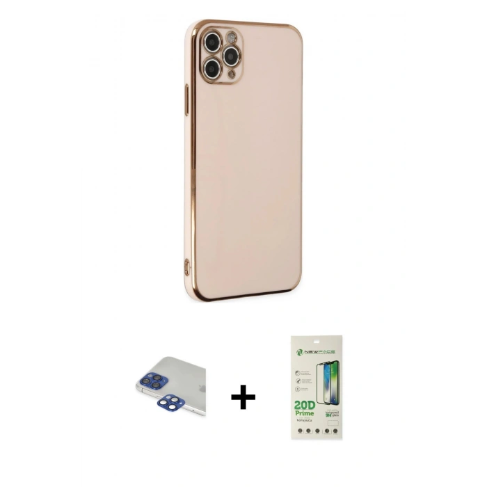 MARSİLYAN™- iPhone 11 Pro Max Kılıf Yankı Serisi - Siyah 20D Premium Cam Ekran Koruyucu + Pers Alüminyum Kamera Lens - LT