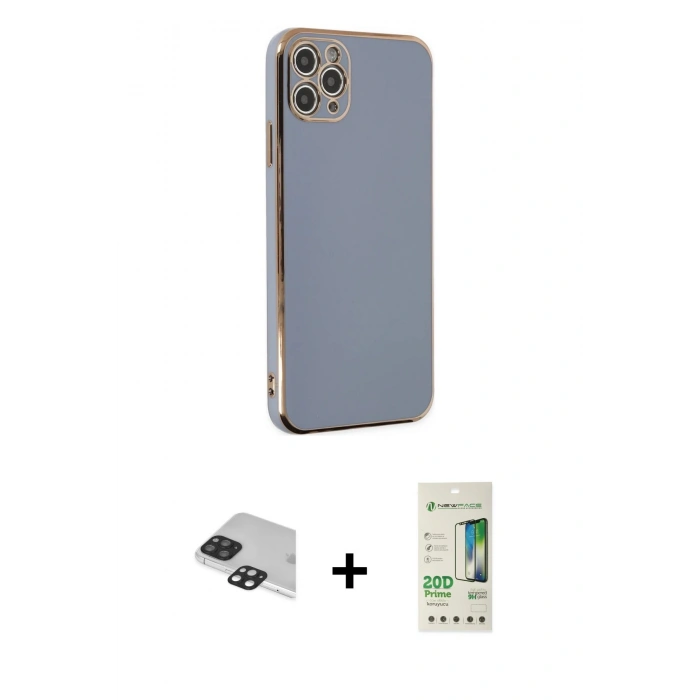 MARSİLYAN™- iPhone 11 Pro Max Kılıf Yankı Serisi - Siyah 20D Premium Cam Ekran Koruyucu + Pers Alüminyum Kamera Lens - SH