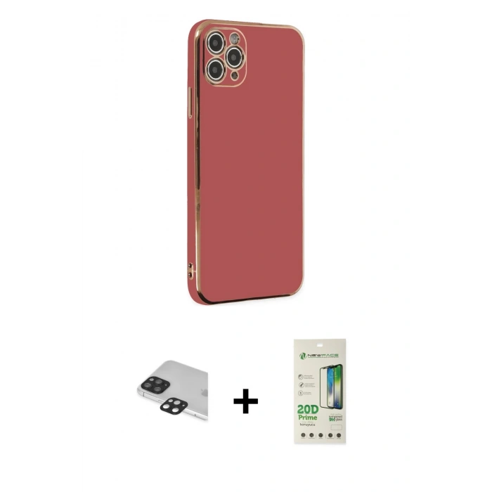 MARSİLYAN™- iPhone 11 Pro Max Kılıf Yankı Serisi - Siyah 20D Premium Cam Ekran Koruyucu + Pers Alüminyum Kamera Lens - SH