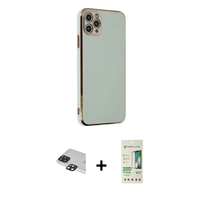MARSİLYAN™- iPhone 11 Pro Max Kılıf Yankı Serisi - Siyah 20D Premium Cam Ekran Koruyucu + Pers Alüminyum Kamera Lens - SH