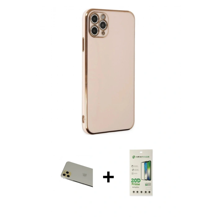 MARSİLYAN™- iPhone 11 Pro Max Kılıf Yankı Serisi - Siyah 20D Premium Cam Ekran Koruyucu + Rainbow Kamera Lens Koruma Cam - GD