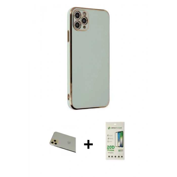 MARSİLYAN™- iPhone 11 Pro Max Kılıf Yankı Serisi - Siyah 20D Premium Cam Ekran Koruyucu + Rainbow Kamera Lens Koruma Cam - GD