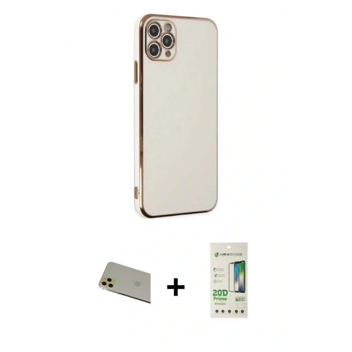 MARSİLYAN™- iPhone 11 Pro Max Kılıf Yankı Serisi - Siyah 20D Premium Cam Ekran Koruyucu + Rainbow Kamera Lens Koruma Cam - GD