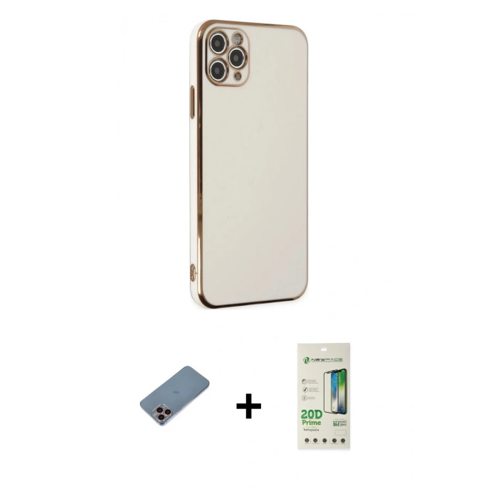 MARSİLYAN™- iPhone 11 Pro Max Kılıf Yankı Serisi - Siyah 20D Premium Cam Ekran Koruyucu + Shine Kamera Lens Koruma Cam - PE