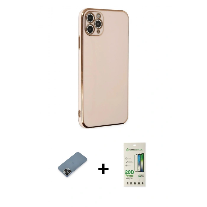 MARSİLYAN™- iPhone 11 Pro Max Kılıf Yankı Serisi - Siyah 20D Premium Cam Ekran Koruyucu + Metal Kamera Lens Koruma Cam - SH