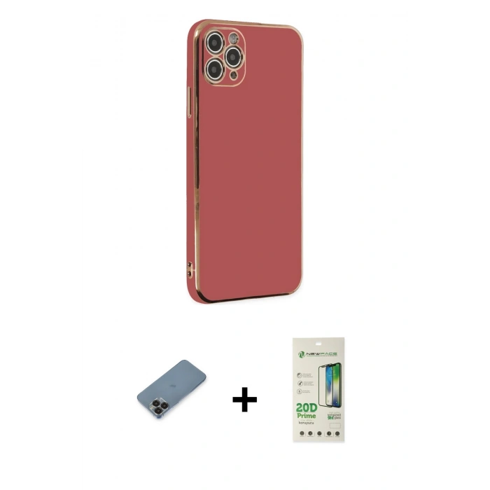 MARSİLYAN™- iPhone 11 Pro Max Kılıf Yankı Serisi - Siyah 20D Premium Cam Ekran Koruyucu + Metal Kamera Lens Koruma Cam - SH