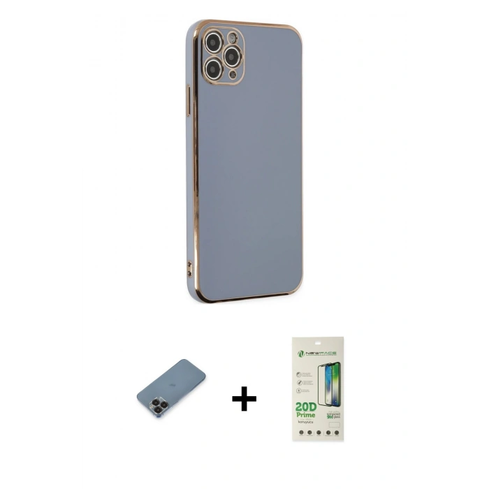 MARSİLYAN™- iPhone 11 Pro Max Kılıf Yankı Serisi - Siyah 20D Premium Cam Ekran Koruyucu + Metal Kamera Lens Koruma Cam - SH