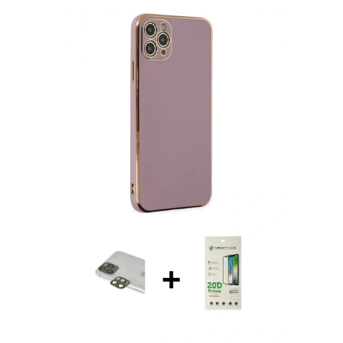 MARSİLYAN™- iPhone 11 Pro Max Kılıf Yankı Serisi - Siyah 20D Premium Cam Ekran Koruyucu + Pers Alüminyum Kamera Lens - YL