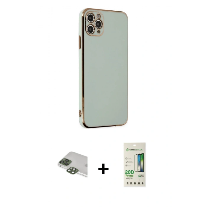 MARSİLYAN™- iPhone 11 Pro Max Kılıf Yankı Serisi - Siyah 20D Premium Cam Ekran Koruyucu + Pers Alüminyum Kamera Lens - YL