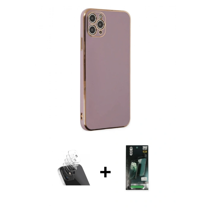 MARSİLYAN™- iPhone 11 Pro Max Kılıf Yankı Serisi - Siyah 360 Mat Full Body Arka Koruyucu + Kamera Lens Koruma Cam - SF