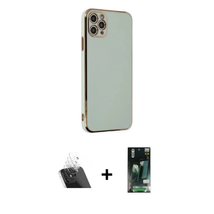 MARSİLYAN™- iPhone 11 Pro Max Kılıf Yankı Serisi - Siyah 360 Mat Full Body Arka Koruyucu + Kamera Lens Koruma Cam - SF