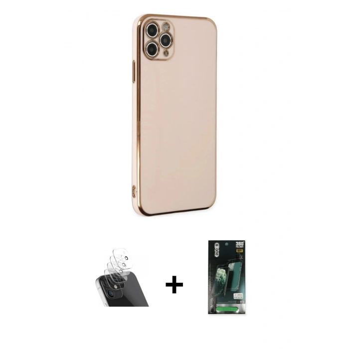 MARSİLYAN™- iPhone 11 Pro Max Kılıf Yankı Serisi - Siyah 360 Mat Full Body Arka Koruyucu + Kamera Lens Koruma Cam - SF