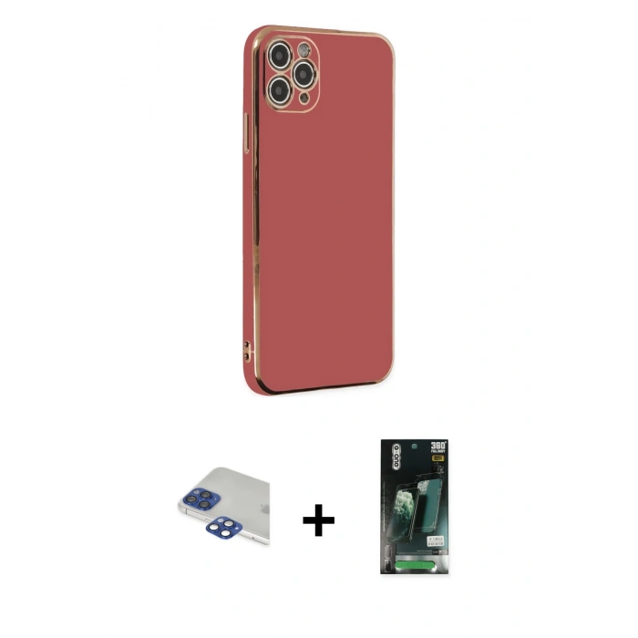 MARSİLYAN™- iPhone 11 Pro Max Kılıf Yankı Serisi - Siyah 360 Mat Full Body Arka Koruyucu + Pers Alüminyum Kamera Lens - LT