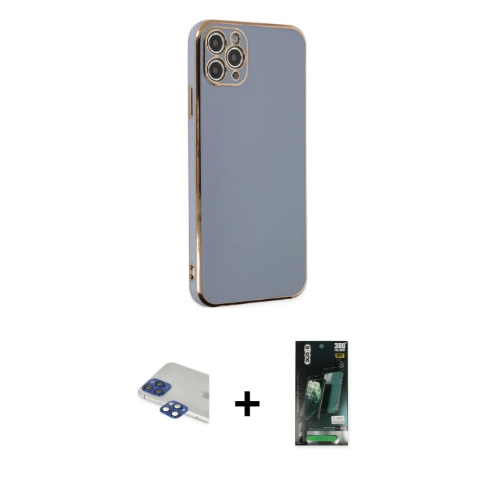 MARSİLYAN™- iPhone 11 Pro Max Kılıf Yankı Serisi - Siyah 360 Mat Full Body Arka Koruyucu + Pers Alüminyum Kamera Lens - LT