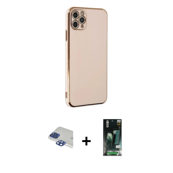 MARSİLYAN™- iPhone 11 Pro Max Kılıf Yankı Serisi - Siyah 360 Mat Full Body Arka Koruyucu + Pers Alüminyum Kamera Lens - LT
