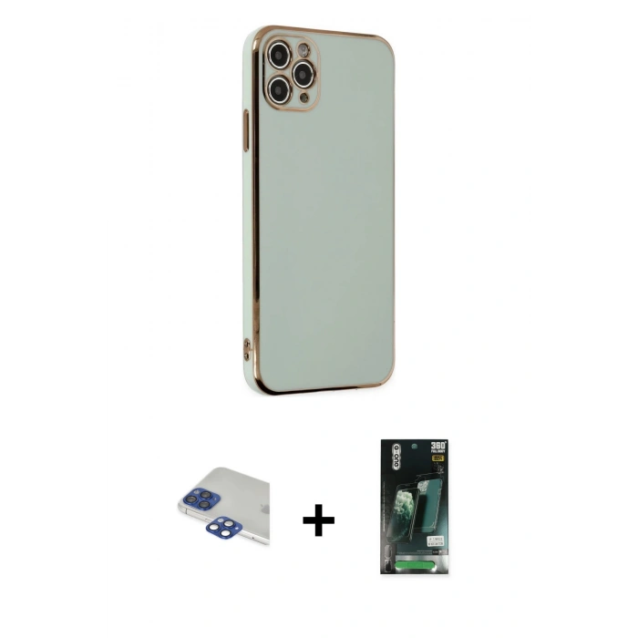 MARSİLYAN™- iPhone 11 Pro Max Kılıf Yankı Serisi - Siyah 360 Mat Full Body Arka Koruyucu + Pers Alüminyum Kamera Lens - LT