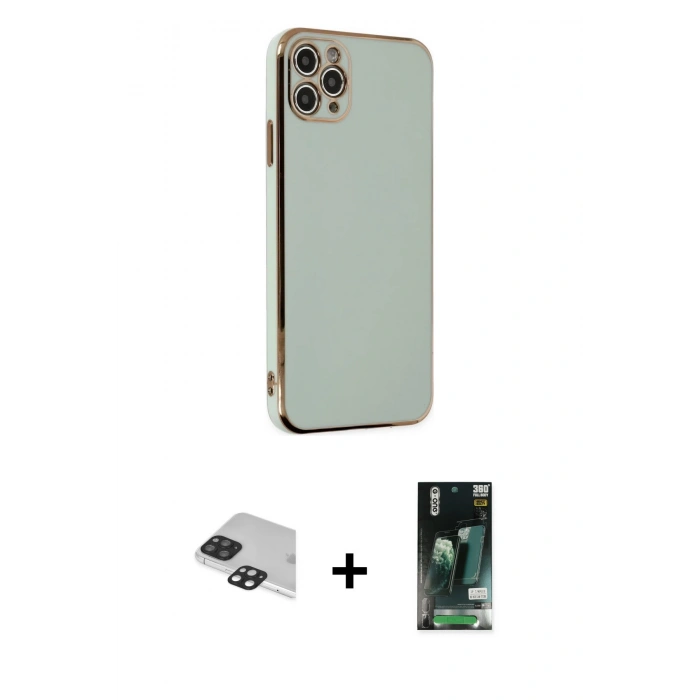 MARSİLYAN™- iPhone 11 Pro Max Kılıf Yankı Serisi - Siyah 360 Mat Full Body Arka Koruyucu + Pers Alüminyum Kamera Lens - SH