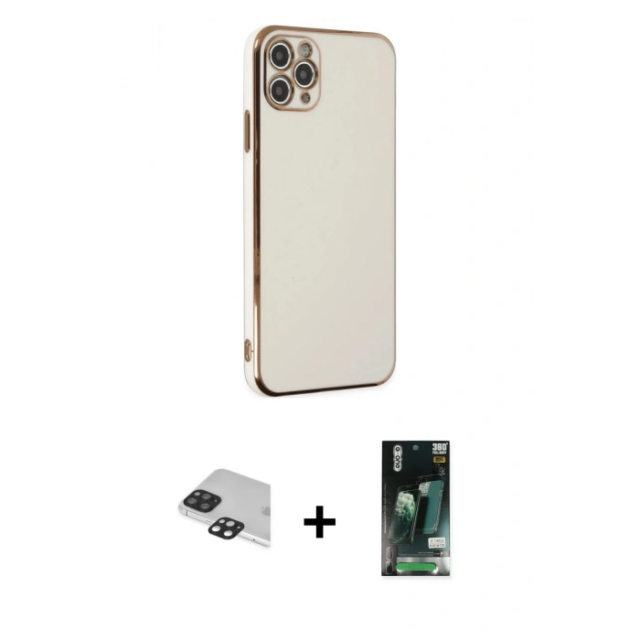 MARSİLYAN™- iPhone 11 Pro Max Kılıf Yankı Serisi - Siyah 360 Mat Full Body Arka Koruyucu + Pers Alüminyum Kamera Lens - SH